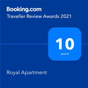 a screenshot of a phone with a travel rewards symbol at Royal Apartment in Braşov