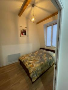 Schlafzimmer mit einem Bett und einem Fenster in der Unterkunft WIFI- STADE DE FRANCE- BASILIQUE CATHEDRALE MONSEJOURASAINTDENIS in Saint-Denis