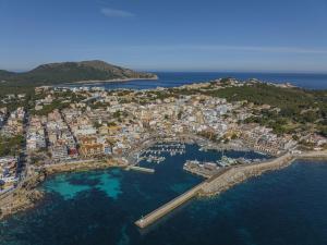 an aerial view of a town on the water at Apartamento Bellavista Puerto 2A in Cala Ratjada