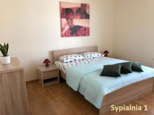 Кровать или кровати в номере Apartament Jaśminowy Shiraz Gdynia