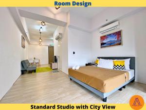 a bedroom with a bed and a room with a desk at Aurora Place Suites Kuala Lumpur Bukit Jalil by Rasa Sayang in Kuala Lumpur +22 photos