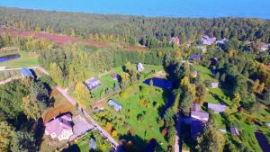 an aerial view of a house in a forest at Tree House Fluffy Horns - Namiņš Kokos Pūkainie Ragi in Plieņciems +23 photos