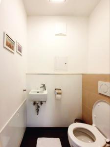 y baño con aseo y lavamanos. en Near Lake Two Bedroom Fully Furnished Apartment, en Viena