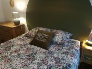 1 dormitorio con cama con almohada en Cap sur le Viaduc, en Sibiril