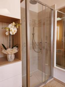 a shower with a glass door in a bathroom at La locanda di Gioele in Lido di Camaiore