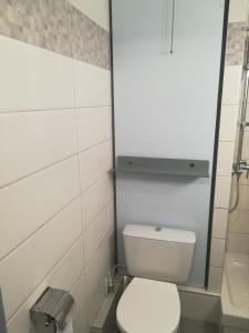 a bathroom with a white toilet and a sink at Studio la grande motte, parking in La Grande-Motte