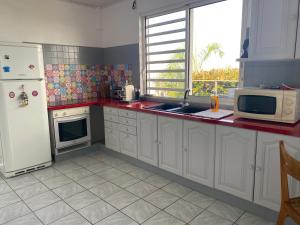 Kuchyň nebo kuchyňský kout v ubytování Globe trotter Lodge Tahiti