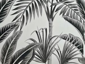 a black and white drawing of a palm tree at Villa du Palmier in Esquay-sur-Seulles