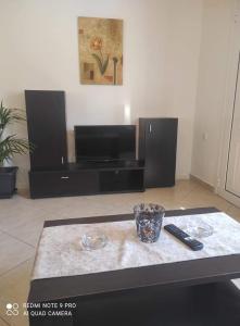 salon z telewizorem i stolikiem kawowym w obiekcie Aglaia House w Korfu