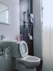 a bathroom with a white toilet and a sink at W5WarmStay@Golden Hill/Penthouse/WiFi/3R/NightMarket/2CarPark in Brinchang