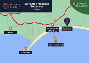 a map of the burlington warlordsbourne dossier protest at Stunning Sea View 2 Bed Apt Terrace Free Parking - Burlington Mansions in Bournemouth
