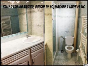 een badkamer met een wastafel en een toilet bij appartement du pecheur in Valras-Plage