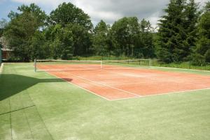 a tennis court with a net on a field at Chalupa U Zezulků in Králíky