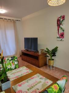 A television and/or entertainment centre at Apartamento exótico en primera línea de Vera-Playa!