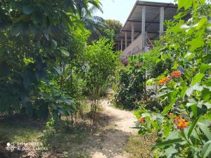 un jardín frente a una casa en Chez Yaya - Chambre Sousete, en Oussouye