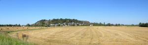 un campo de heno con un grupo de personas en él en Gîtes les 2 Hermines, en Mont-Dol