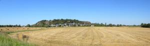 a field of hay with a group of people in it at Gîtes les 2 Hermines in Mont-Dol