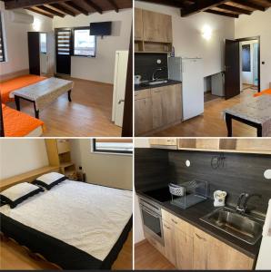 a collage of photos of a kitchen and a room at Lux Apart Uzunov-2 in Hisarya