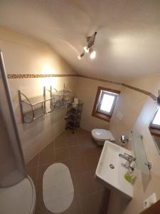 łazienka z toaletą i umywalką w obiekcie Appartement Müllner w mieście Kirchdorf in Tirol +24 zdjęcia