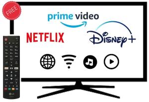 a computer screen with a remote control and various logos at Im Herzen von Ohlstadt und am Fusse des Heimgartens in Ohlstadt