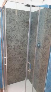 a shower with a glass door in a bathroom at Condominio Ariazzurra S. Bart. in San Bartolomeo al Mare