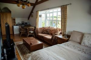 ein Wohnzimmer mit einem Bett und einem Sofa in der Unterkunft The Moorings B&B in Duncannon