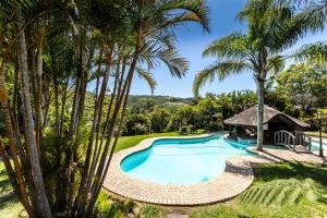 an overhead view of a pool with a gazebo and palm trees at Fish Eagle Manor in East London