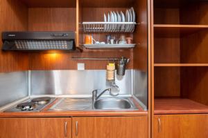 a kitchen with a sink and a stove at Marianni Studios in Olympiada