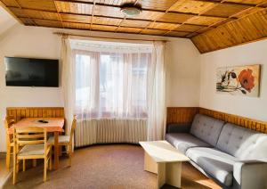 a living room with a couch and a table at Apartment Ulrich in Jablonec nad Jizerou