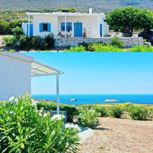 two pictures of a house and the ocean at Vanis House Sunset View Kythira in Kythira