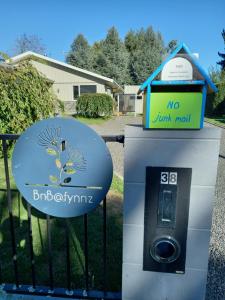 a parking meter with a no junk mail sign on it at b&b @ fynnz in Turangi
