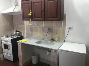 a kitchen with a sink and a stove at Hospedaje Elias in Tilcara