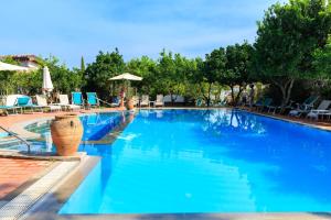 duży niebieski basen z krzesłami i parasolami w obiekcie Hotel Villa Fernanda w mieście Massa Lubrense +19 zdjęć