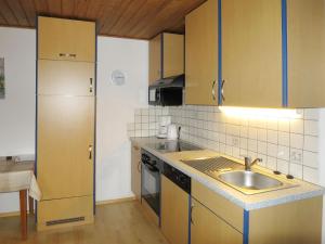 uma cozinha com um lavatório e uma bancada em Apartment Luftbichl - SLB130 by Interhome em Viehhofen
