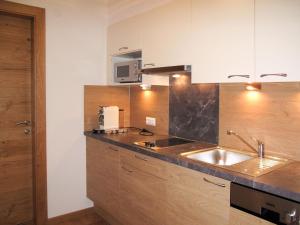 a kitchen with a sink and a counter top at Apartment Alpenherz - PTZ430 by Interhome in Fendels