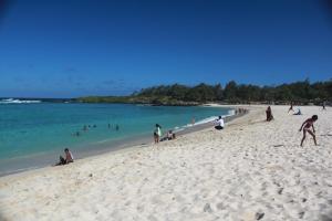 a group of people on a beach near the water at Gite des Acacias in Union Vale