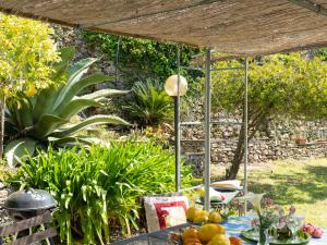 a table with fruit on it under a pergola at Apartment Costanza - PRE130 by Interhome in Praelo