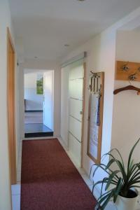 um corredor com uma porta e uma planta num quarto em Geißberghaus em Kaltennordheim