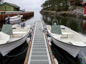 two boats docked at a dock in the water at Holiday Home Blåsenberg - FJS126 by Interhome in Leirvik