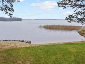 vistas a un lago con árboles y césped en Holiday Home Mäntyranta by Interhome en Suninsalmi