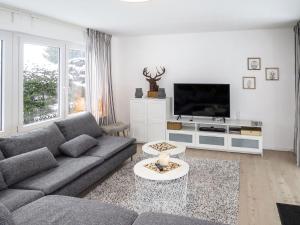 ein Wohnzimmer mit einem Sofa und einem Flachbild-TV in der Unterkunft Holiday Home Mimi by Interhome in Schönwald