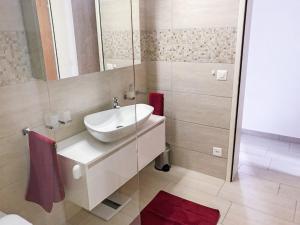 a bathroom with a sink and a mirror at Apartment Saleggi Apt- 20 by Interhome in Locarno
