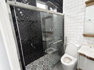 a bathroom with a shower and a toilet at LUXURY Modern House Kubang Kerian UNIFI 4 Bedrooms in Kota Bharu