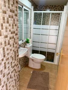 a bathroom with a toilet and a sink at Apartment en Rambla in Alicante +22 photos
