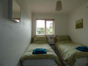 a bedroom with two beds and a window at Nans-Tek in Crackington Haven