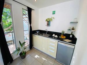 Η κουζίνα ή μικρή κουζίνα στο Ocean Lovers Hostel & Apartments