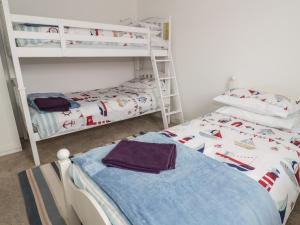 a bedroom with two bunk beds and a ladder at 3 Marina View in Pwllheli