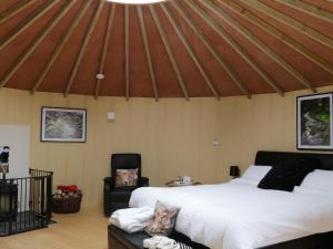 1 dormitorio con 1 cama y 1 silla en una habitación en Rolling Hills en Newcastle