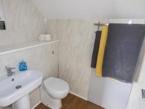 a bathroom with a white toilet and a sink at Oakdene in Milford Haven +15 photos