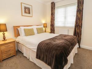 a bedroom with a large bed and a window at Dragonfly in Bridgwater